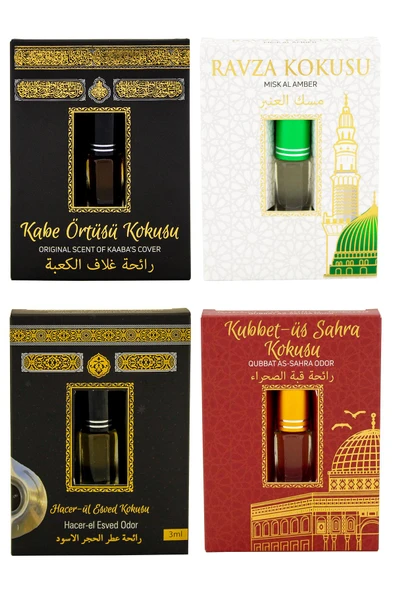 Kabe Örtüsü Kokusu Medine Ravza Kokusu Hacerül Esved Kokusu ve Kubbetül Sahra kokusu Alkolsüz Esans 3ml ürün görseli 1
