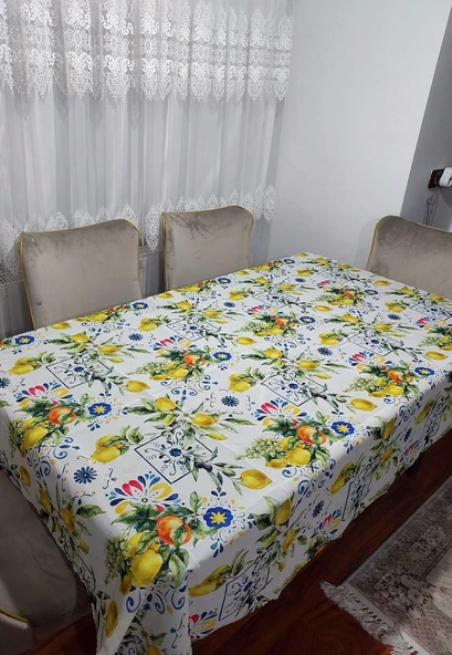 2 Adet Limon Portakal Desenli 3D Dikdörtgen Masa Örtüsü (160x200) ürün görseli 1