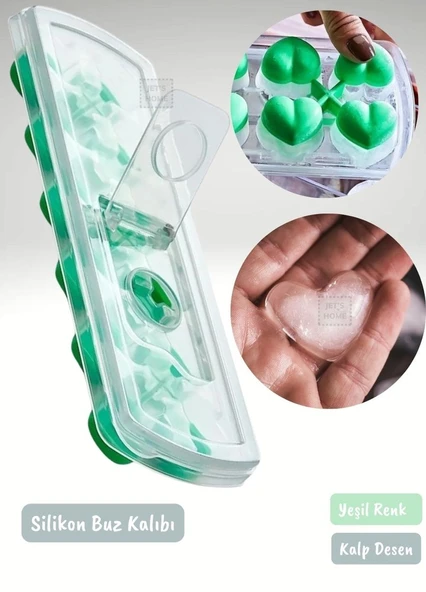 Buz Kalıbı Silikon Buzluk 12 Bölmeli Kalp Desenli Buz küpü BPA Free ürün görseli 1