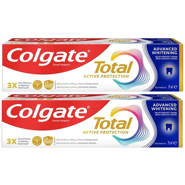 Colgate Total Gelişmiş Beyazlık Diş Macunu 75 ml 2 ADET ürün görseli 1