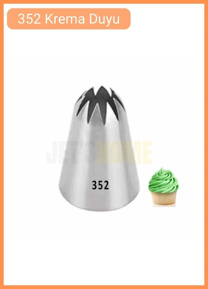352 Kapalı Yıldız Desen Krema Duyu Büyük Boy Pasta Duyu Paslanmaz Çelik Krema Torbası Ucu 3.5x2.0x5.0 cm ürün görseli 1