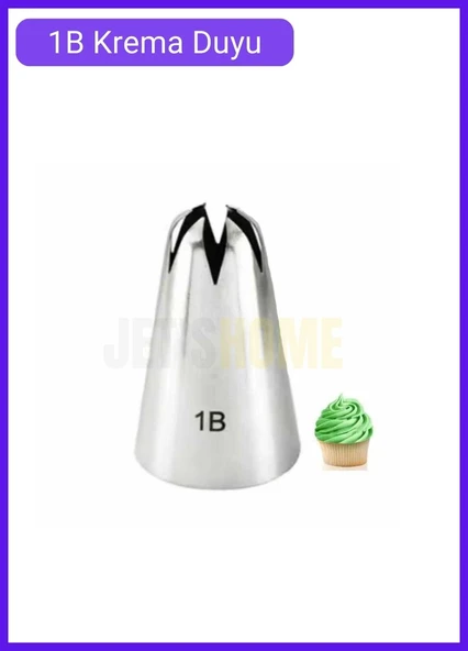 1B Kapalı Yıldız Desen Krema Duyu Büyük Boy Pasta Duyu Paslanmaz Çelik Krema Torbası Ucu 3.0x1.7x4.7 cm ürün görseli 1