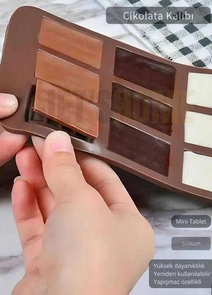 Çikolata Kalıbı 12 Gözlü Mini Tablet Yapışmaz Gıda Temasına Uygun Silikon Gıda Kalıp 21x11 cm ürün görseli 1