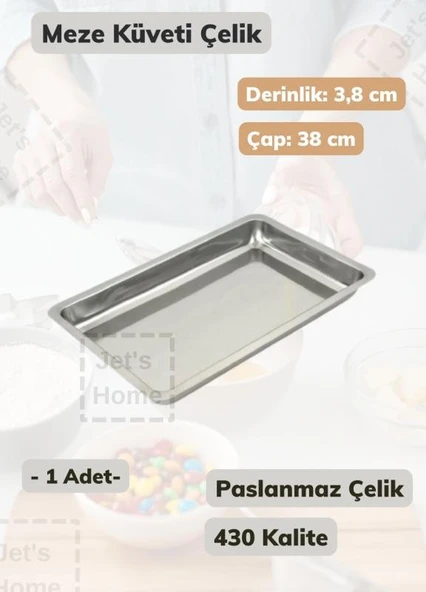 Çelik Meze Küveti 38 cm Paslanmaz Çelik Tabak ürün görseli 1