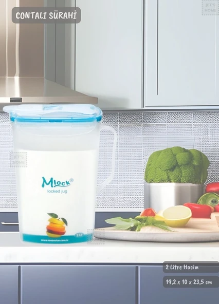 Contalı Sürahi Plastik Hava Almaz Sürahi 2 Litre BPA FREE ürün görseli 1