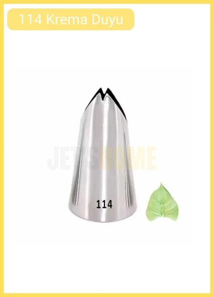 114 Yaprak Desen Krema Duyu Büyük Boy Pasta Duyu Paslanmaz Çelik Krema Torbası Ucu 2.5x1.5x4.2 cm ürün görseli 1