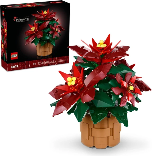Lego Icons Poinsettia Building Set - Yapay Çiçek Süslemeleri & Masa Için Orta Parçalar, Yetişkinler ürün görseli 1