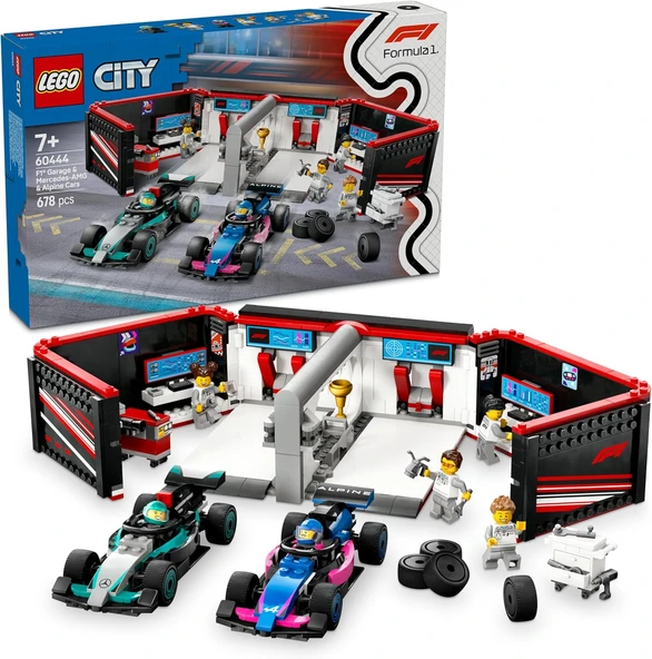 Lego City F1 Garajı Ve Mercedes-Amg Ve Alpine Arabaları 60444-7 Yaş Ve Üzeri Çocuklar Için Yarış Ara ürün görseli 1