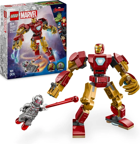 Lego Marvel Iron Man Robotu, Ultron’A Karşı 76307-6 Yaş Ve Üzeri Süper Kahraman Sevenler Için Yaratı ürün görseli 1