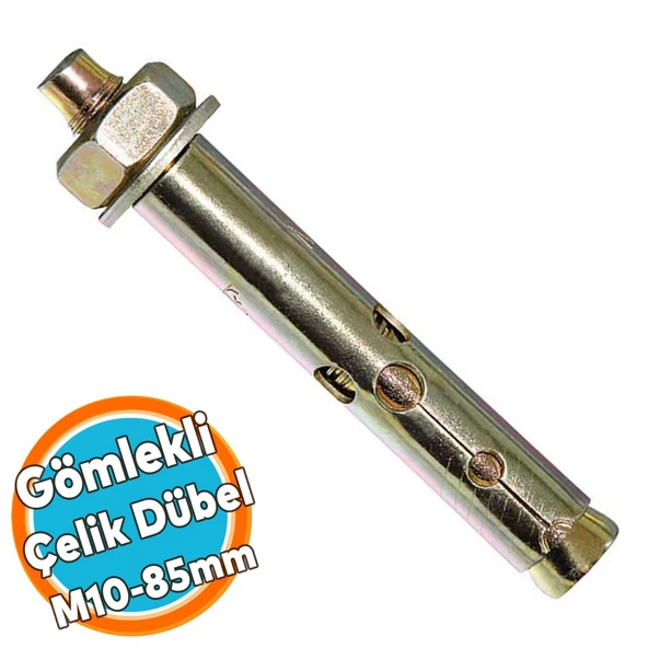 Saplamalı Dübel Gömlek Çelik Dübel M10x85 mm Raf Montaj Bağlantı Zemin Monte Tavan Beton Asma Aparat ürün görseli 1