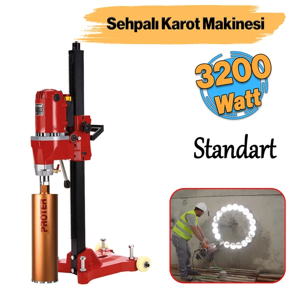 Elektrikli Standart Karot Makinesi Tezgah Tipli 3200 W Açısız Sulu Güçlü Delme Numune Alma Makinesi ürün görseli 1