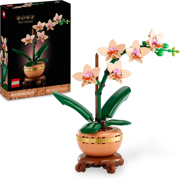 Lego Botanicals Mini Orkide 10343 – Açık Renkli Terakota Saksı Ve Ahşap Efektli Kaide İçeren Yetişki ürün görseli 1
