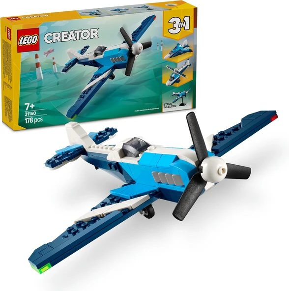 Lego Creator 3’Ü 1 Arada Uçak: Yarış Uçağı 31160-7 Yaş Ve Üzeri Çocuklar Için Jet Veya Helikoptere D ürün görseli 1