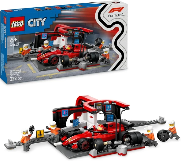 Lego City Ferrari Arabalı F1 Pit Stop Ve Pit Ekibi 60443-6 Yaş Ve Üzeri Çocuklar Için Yarış Arabası ürün görseli 1