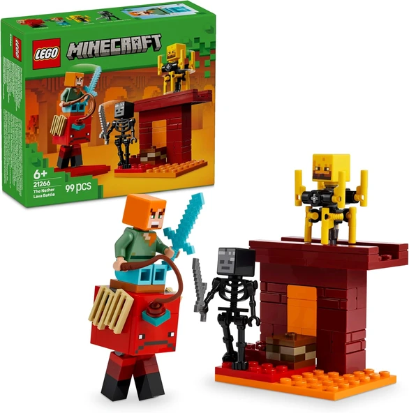 Lego Minecraft Nether Lav Savaşı 21266 – Çocuklar Için Alex Figürü, Yaratıklar, Wither Skeleton, Kıl ürün görseli 1
