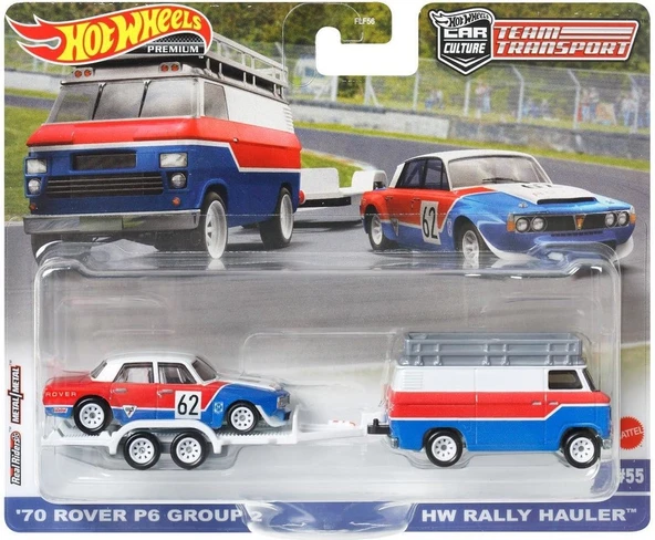 Hot Wheels Premium Hkf45 Team Transport '70 Rover P6 Group 2 / Hw Rally Hauler (#55) ürün görseli 1