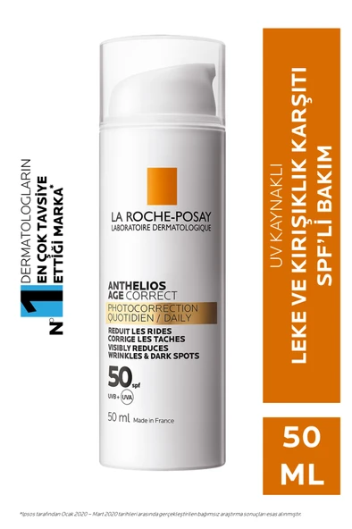 La Roche Posay Anthelios Age Correct Daily Light Cream (Spf50+) Leke ve Kırışıklık Karşıtı Bakım 50 Ml - SKT:08/2027 ürün görseli 1