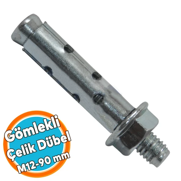 Saplamalı Dübel Gömlek Çelik Dübel M12x90 mm Raf Montaj Bağlantı Zemin Monte Tavan Beton Asma Aparat ürün görseli 1