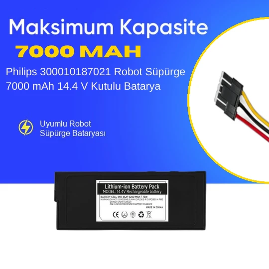 Philips 300010187021 Robot Süpürge 7000 mAh 14.4 V Kutulu Batarya – Orjinal Uyumlu Uzun Ömürlü, Yüksek Performans Pil ürün görseli 1