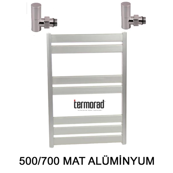 Mat Alüminyum Havlupan 50*70 Cm Termorad Petsa Slim +2 Adet Radyatör Havlupan Vanası Mat 1/2' ürün görseli 1
