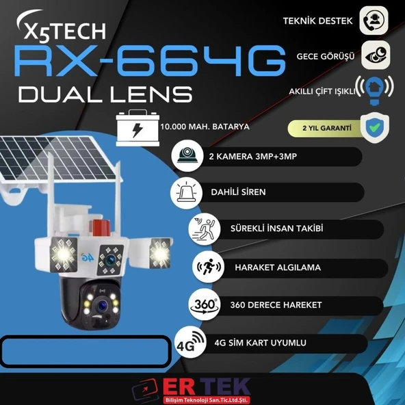 X5-TECH RX-664G SPEED DOME KAMERA SOLAR 4G 2*3MP BEYAZ ürün görseli 1