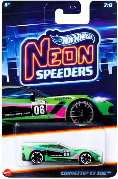 Hot Wheels Neon Yarışçılar Hlh72 - Corvette C7 Z06 Hrw81 ürün görseli 1