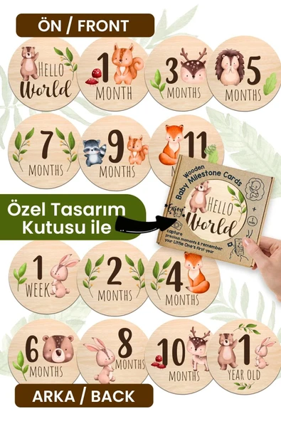 Aylık Bebek Kartları Ingilizce Milestone Cards Bebek Hediyelik Anı Kartı Ay Kartları ürün görseli 1
