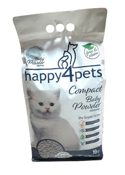 Happy4Pets Topaklaşan Kedi Kumu Baby Powder Kokulu İnce Taneli 10  LT ürün görseli 1