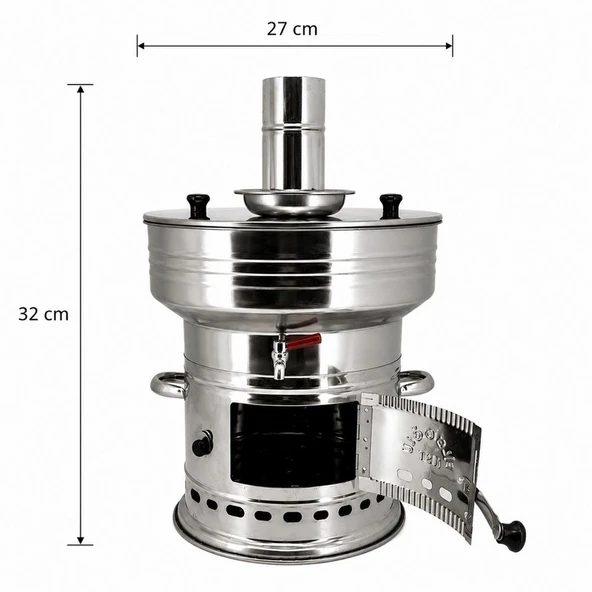 Paslanmaz Çelik 7 litre Demlikli Semaver - Resim 4