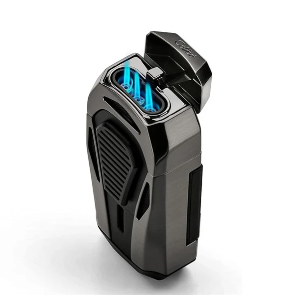 Colibri Boss Üçlü Jet Çakmak Puro Çakmağı Kesicili Siyah ürün görseli 1