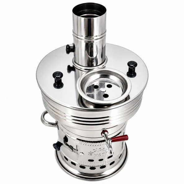 Paslanmaz Çelik 7 litre Demlikli Semaver - Resim 5