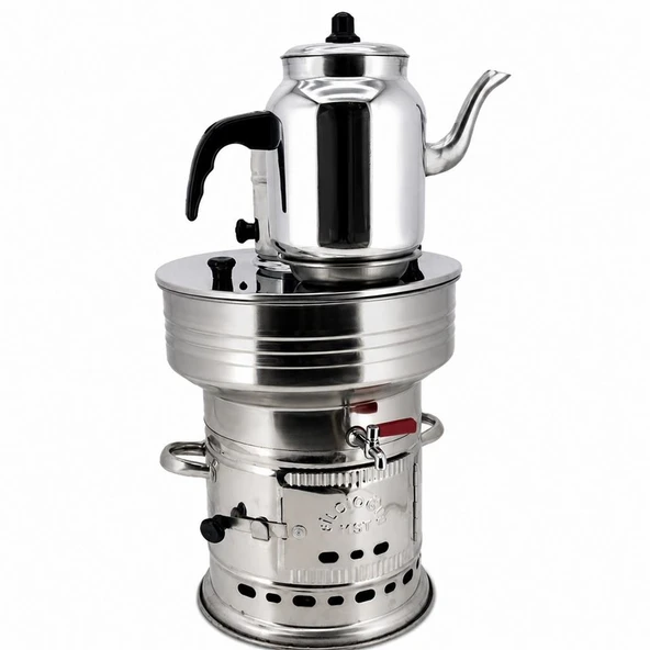 Paslanmaz Çelik 7 litre Demlikli Semaver - Resim 2
