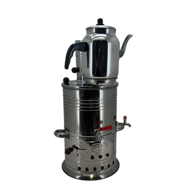 Paslanmaz Çelik 5 litre Çift Hazneli Demlikli Semaver ürün görseli 1