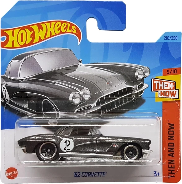 Hot Wheels - ´62 Corvette - Then And Now 5/10 - Hkj42 - Short Card - Gm - Gri Metalik - Mattel 2023 ürün görseli 1