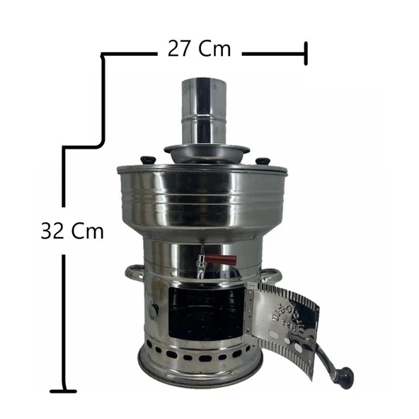 Paslanmaz Çelik 7 litre Demlikli Semaver - Resim 8