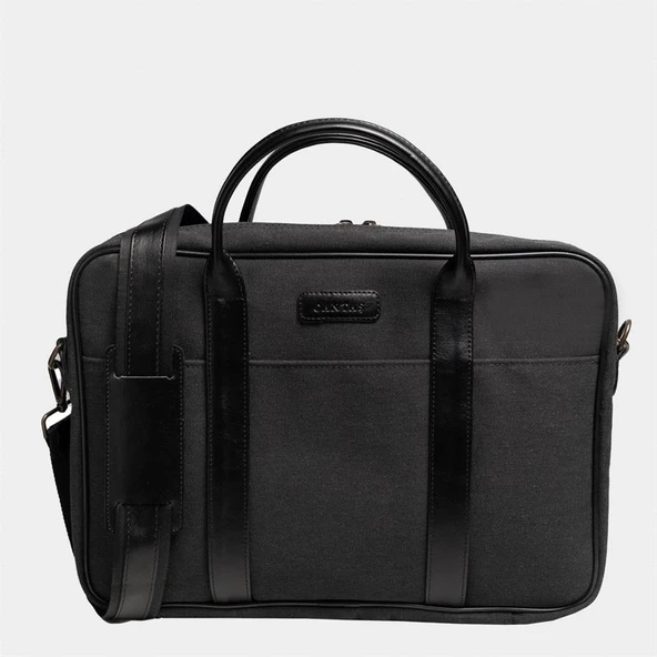 Retro Kanvas 40X29 Evrak ve Laptop Çantası 15 İnç Siyah ürün görseli 1