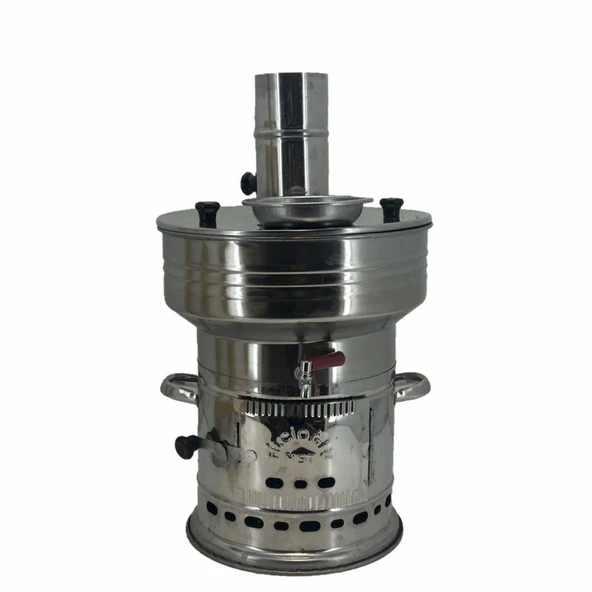 Paslanmaz Çelik 7 litre Demlikli Semaver - Resim 7
