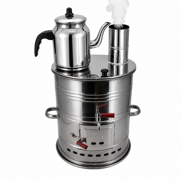 Paslanmaz Çelik Demlikli 7 litre Semaver - Resim 2