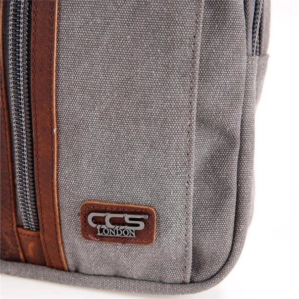 Ççs London 31468 Kanvas Çapraz Çanta Gri - Resim 6