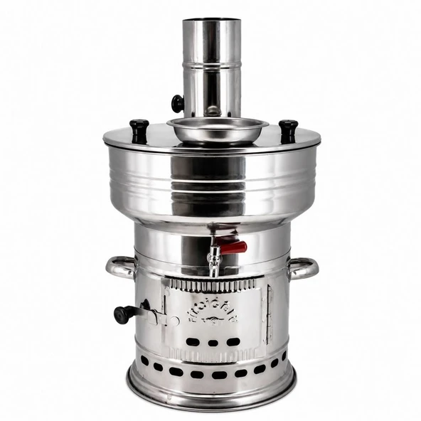 Paslanmaz Çelik 7 litre Demlikli Semaver - Resim 6