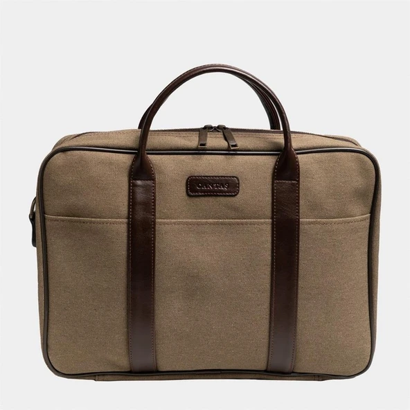 Retro Kanvas 35X23 Evrak ve Laptop Çantası 13 İnç Haki ürün görseli 1