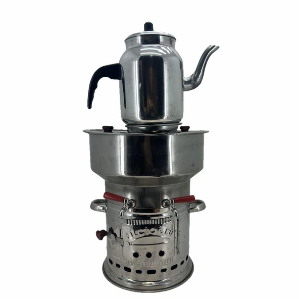 Paslanmaz Çelik 7 litre Çift Hazneli Demlikli Semaver ürün görseli 1