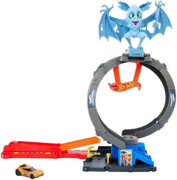 Hot Wheels Şehir Oyuncak Araba Parça Seti, Ayarlanabilir Döngü Ve Başlatıcılı Yarasa Döngüsü Saldırı ürün görseli 1