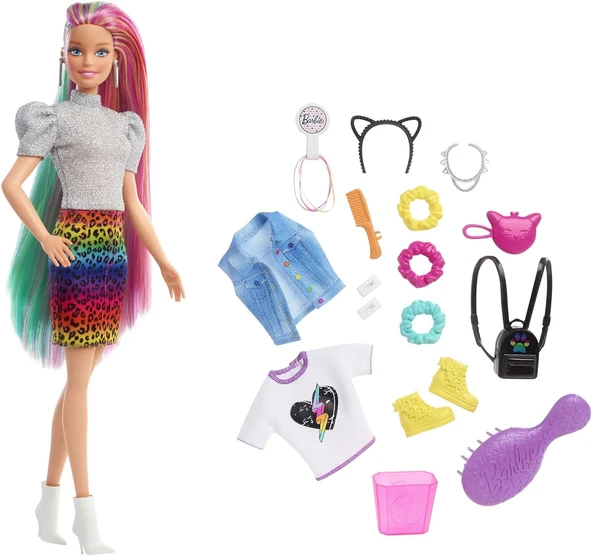 Barbie Leopar Desenli Saçlar Bebeği, 3 Yaş Ve Üzeri, Grn81 ürün görseli 1
