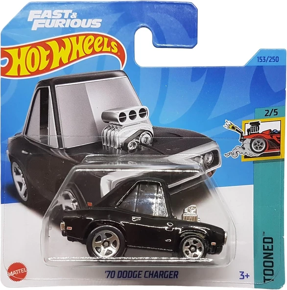 Hot Wheels - ´70 Dodge Charger - Tooned 2/5 - Hkg57 - Short Card - Fast & Furious - Siyah - Mattel 2 ürün görseli 1