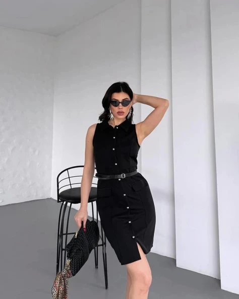 GÖMLEK YAKA ELBİSE - Resim 4