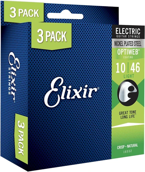 Elixir 10-46 Optiweb Ekonomik 3'lü Set Elektro Gitar Teli (16552) ürün görseli 1