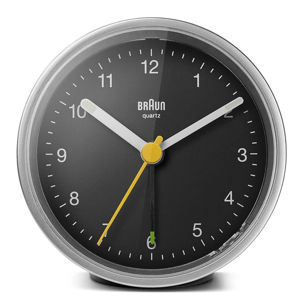 Braun BC12SB Gümüş-Siyah Klasik Analog Alarmlı Masa Saati ürün görseli 1