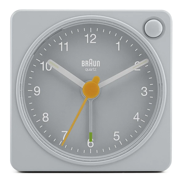 Braun BC02XG Gri Klasik Seyahat Analog Alarmlı Masa Saati ürün görseli 1