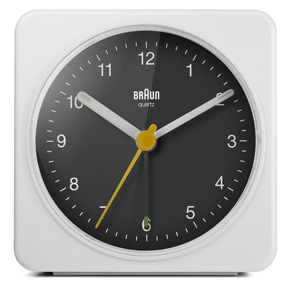 Braun BC03WB Beyaz-Siyah Klasik Seyahat Analog Alarmlı Masa Saati ürün görseli 1